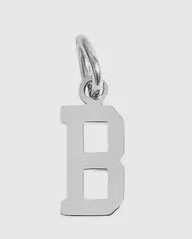 Silver letter initial charm for bracelets, necklaces, and keychains — minimal luxury jewelry accessory - B
