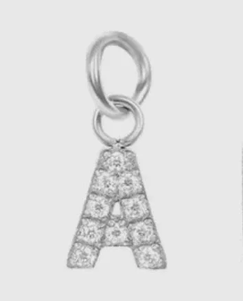 Silver Rhinestone Charm Letter