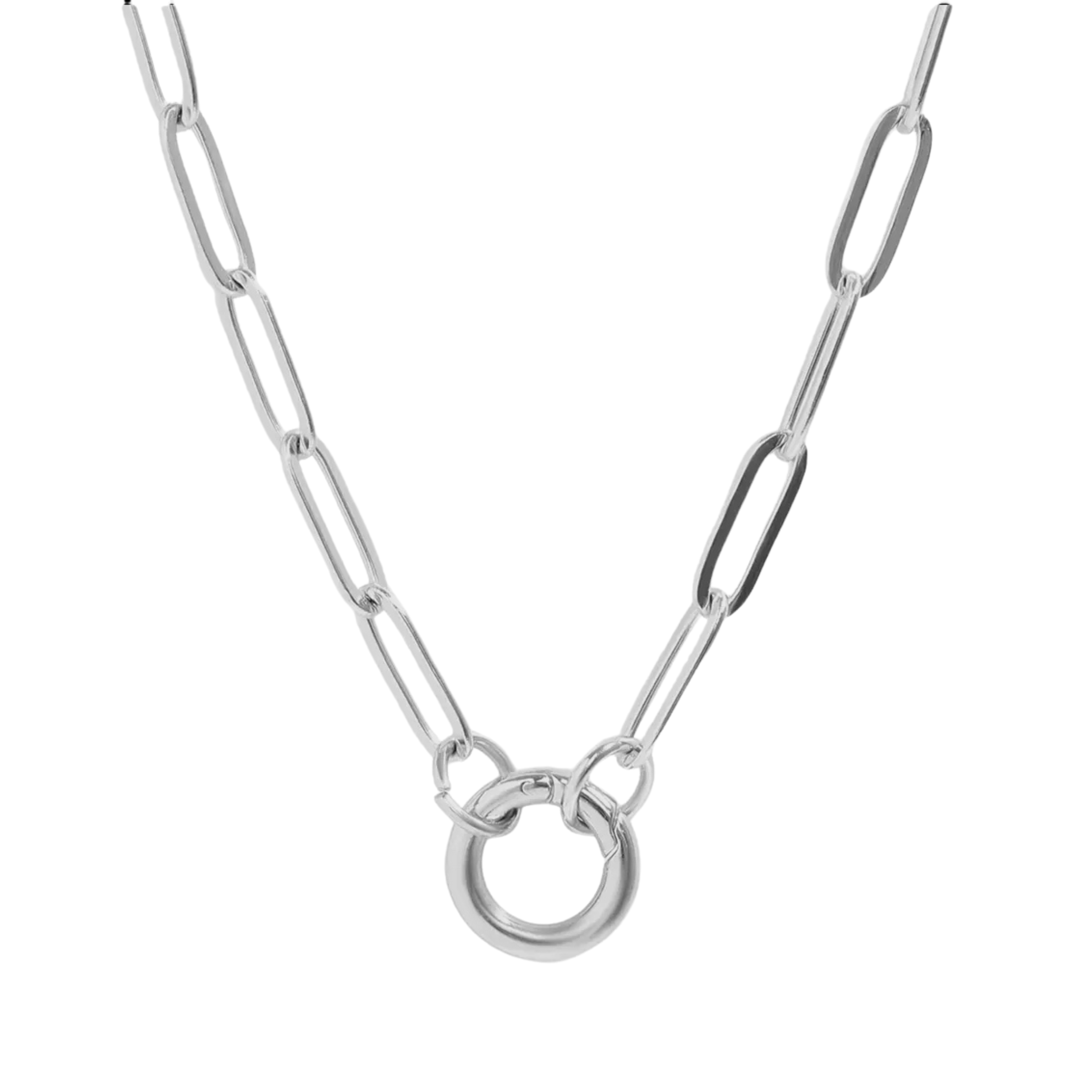 Silver Carabiner Charm Holder Necklace