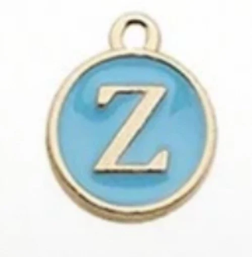 Blue letter initial charm — colorful personalized jewelry charm - Z