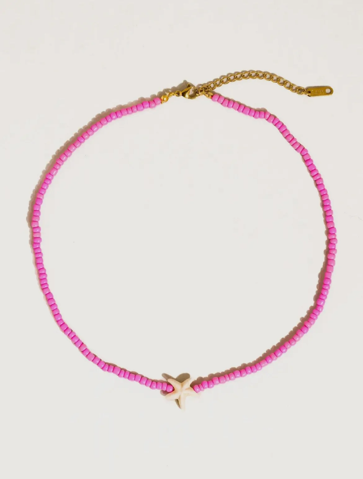 Pink beaded starfish necklace