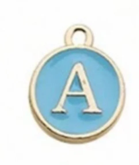 Blue Circle Letter Charm
