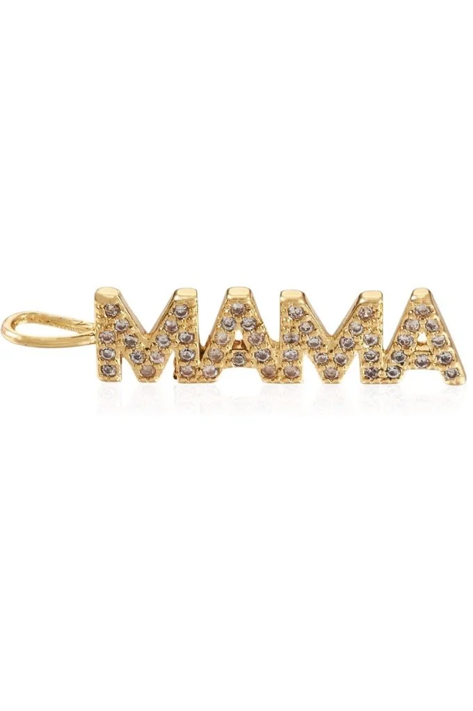 Gold Rhinestone Mama Charm