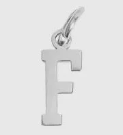 Silver letter initial charm for bracelets, necklaces, and keychains — minimal luxury jewelry accessory - F