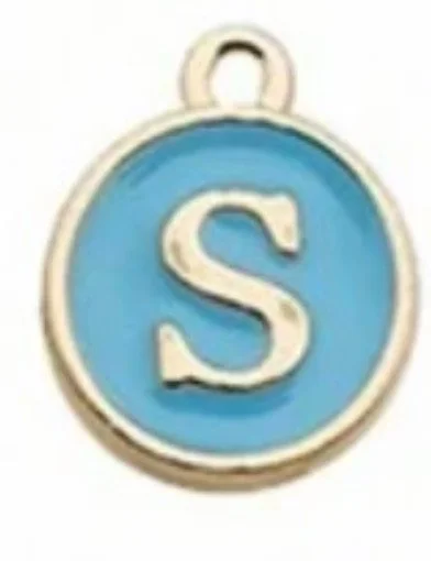 Blue letter initial charm — colorful personalized jewelry charm - S