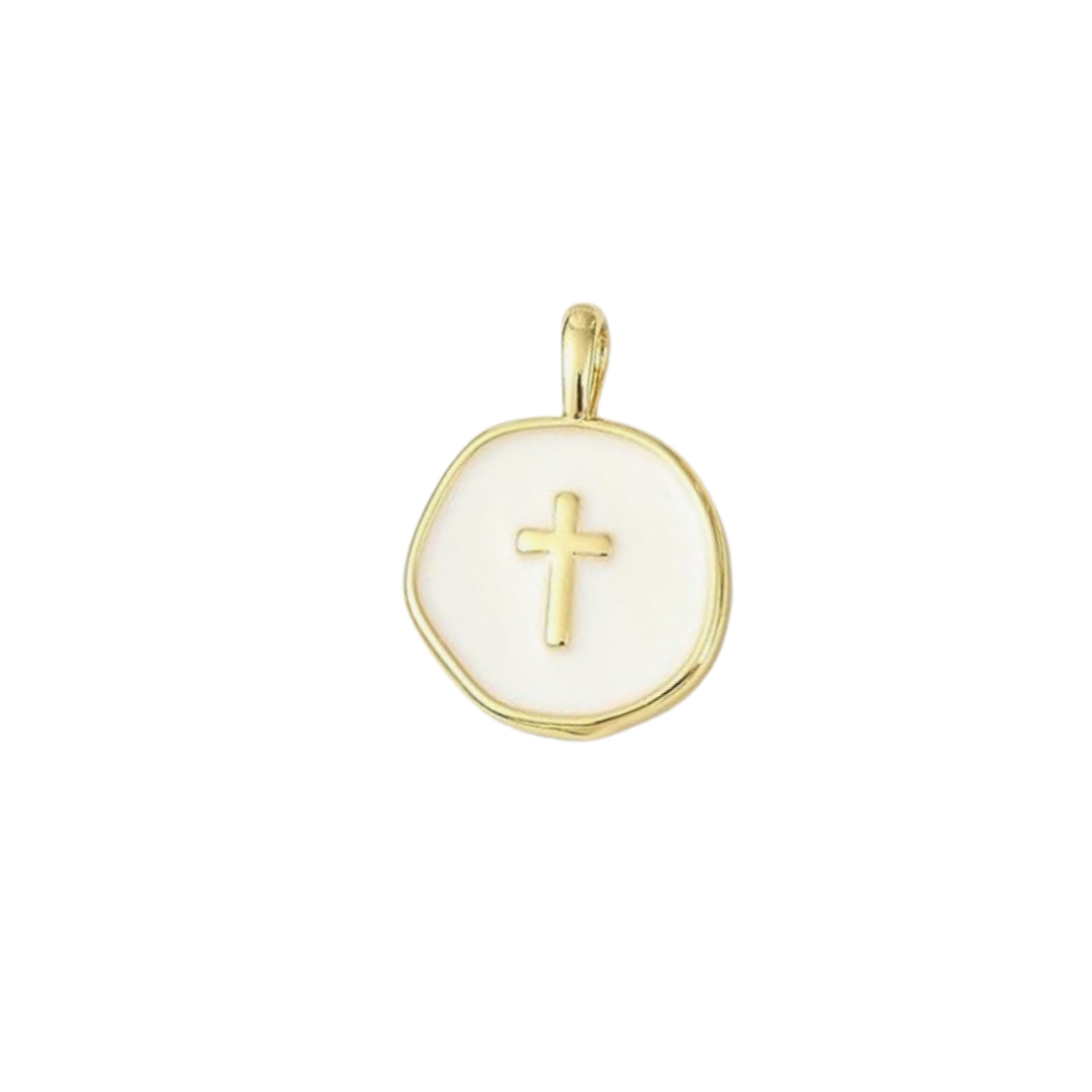 White Circular Cross Charm