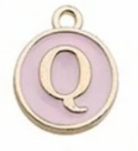 Pink letter initial charm — feminine personalized charm for bracelets and necklaces - Q