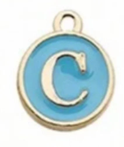 Blue letter initial charm — colorful personalized jewelry charm - C