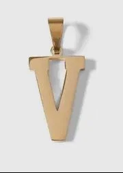 Gold letter initial charm for personalized jewelry — minimal modern charm accessory - V