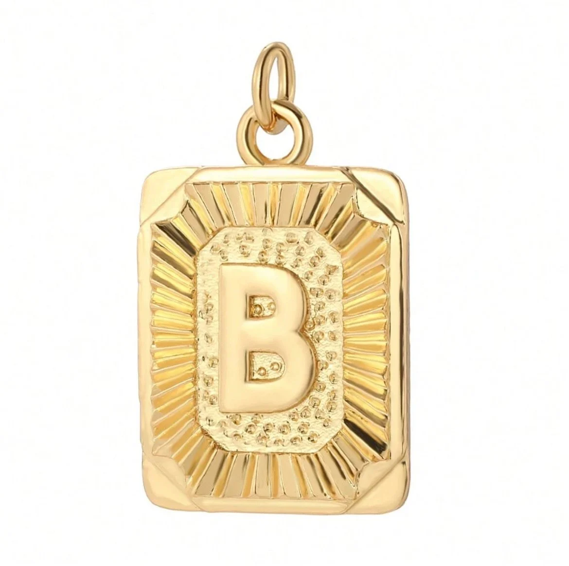 Gold Initial Charm – Personalized Letter Pendant - B