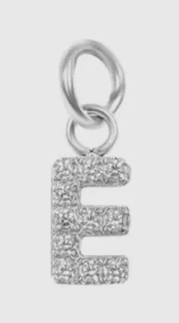 Crystal rhinestone initial charm for elevated sparkle. - E