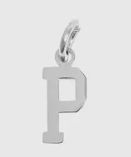 Silver letter initial charm for bracelets, necklaces, and keychains — minimal luxury jewelry accessory - P