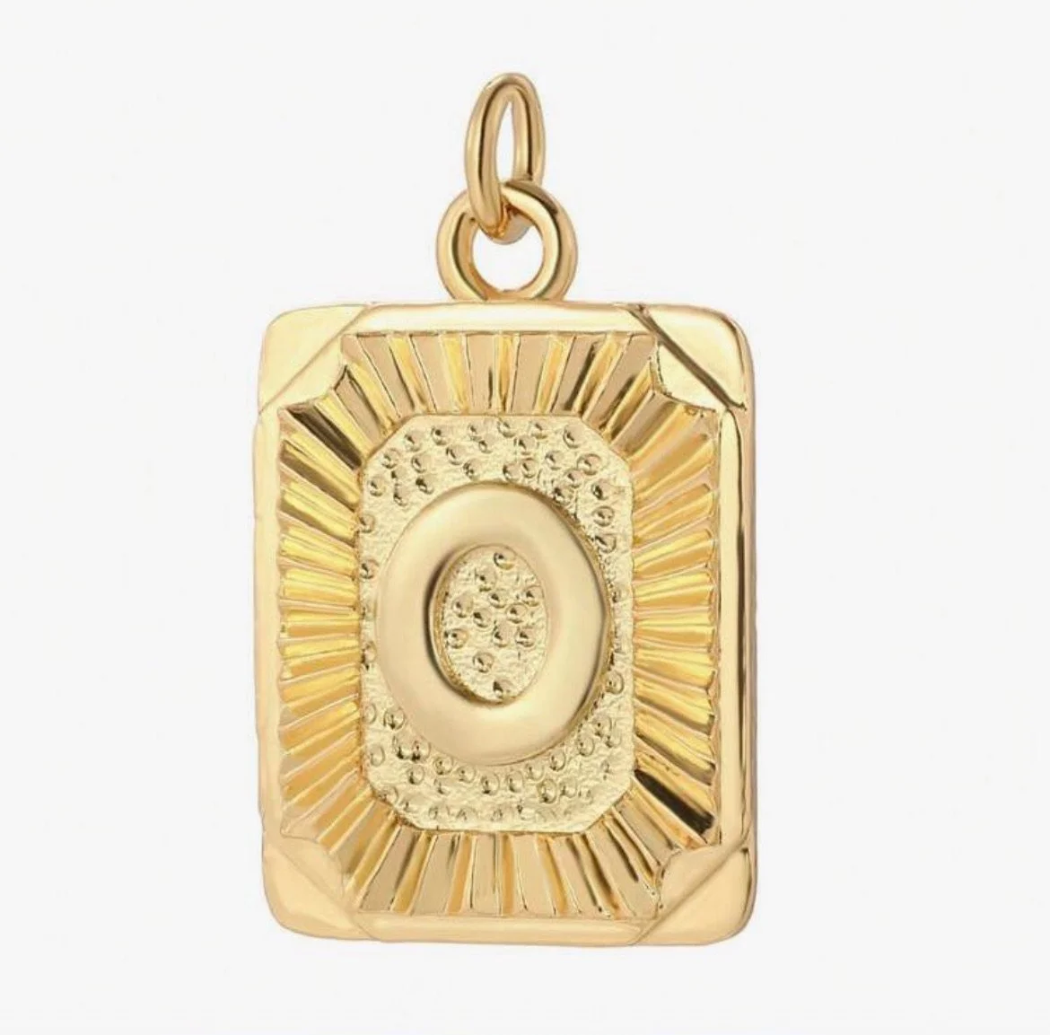 Gold Initial Charm – Personalized Letter Pendant - O
