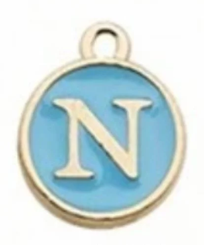 Blue letter initial charm — colorful personalized jewelry charm - N
