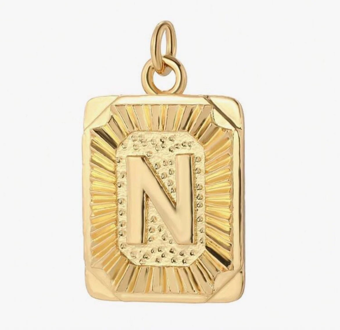 Gold Initial Charm – Personalized Letter Pendant - N