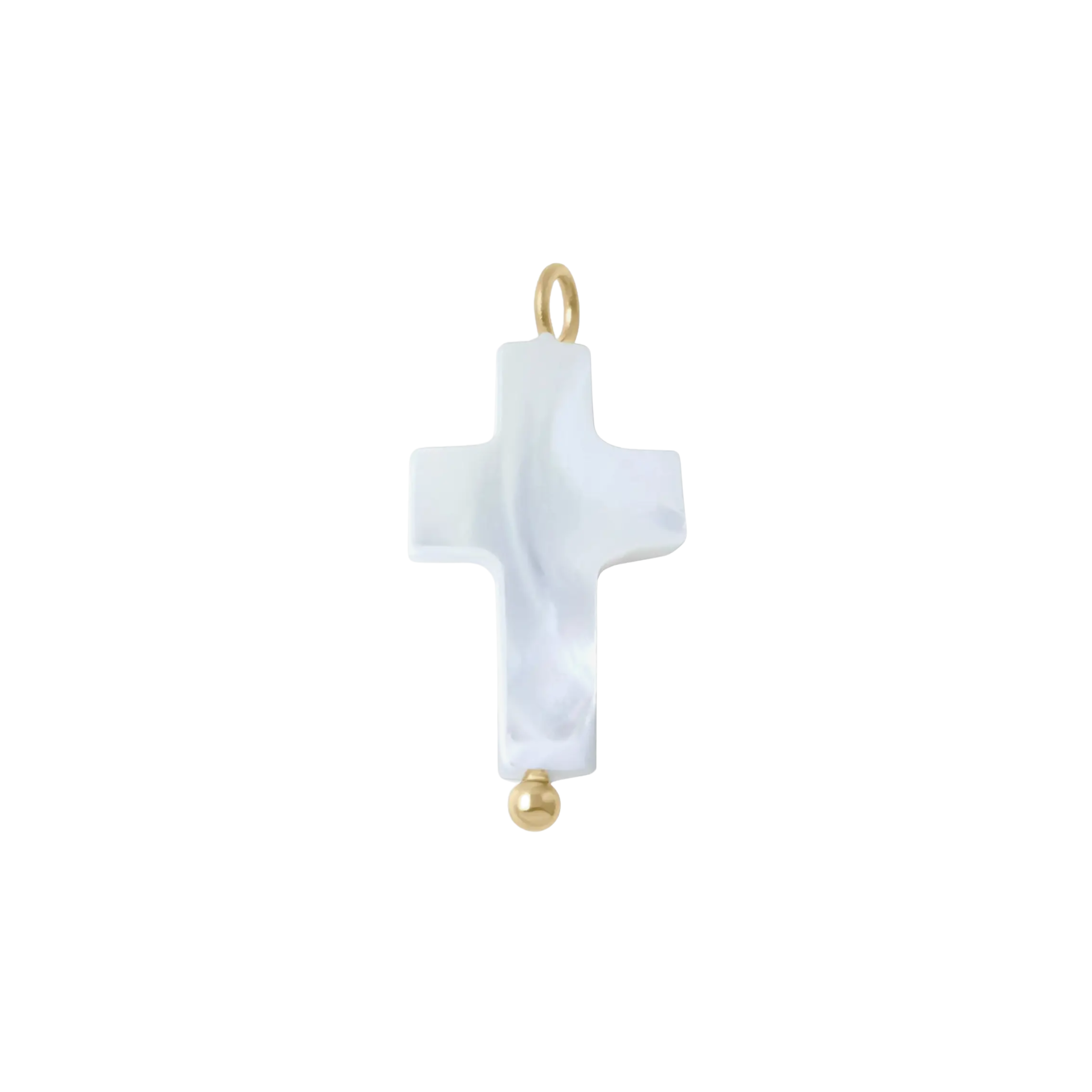 Gold Pearl Cross Charm