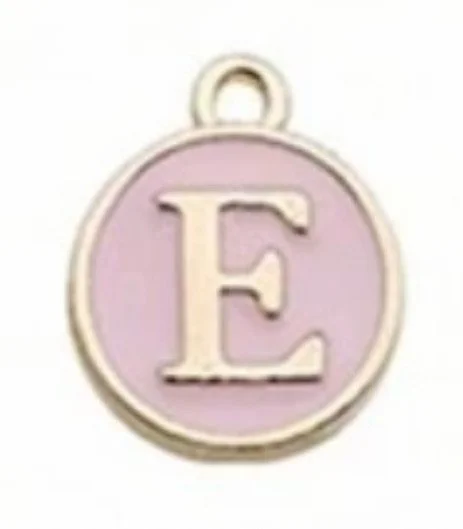 Pink letter initial charm — feminine personalized charm for bracelets and necklaces - E