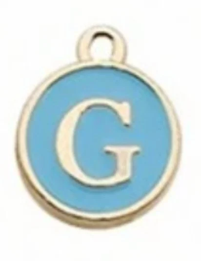 Blue letter initial charm — colorful personalized jewelry charm - G