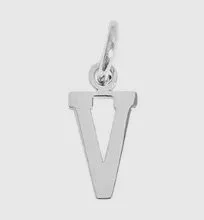Silver letter initial charm for bracelets, necklaces, and keychains — minimal luxury jewelry accessory - V