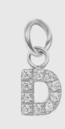 Crystal rhinestone initial charm for elevated sparkle. - D