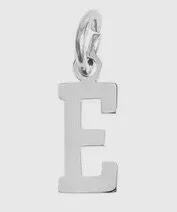 Silver letter initial charm for bracelets, necklaces, and keychains — minimal luxury jewelry accessory - E