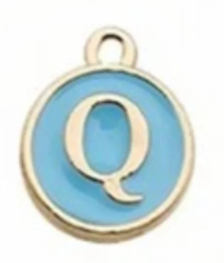 Blue letter initial charm — colorful personalized jewelry charm - Q