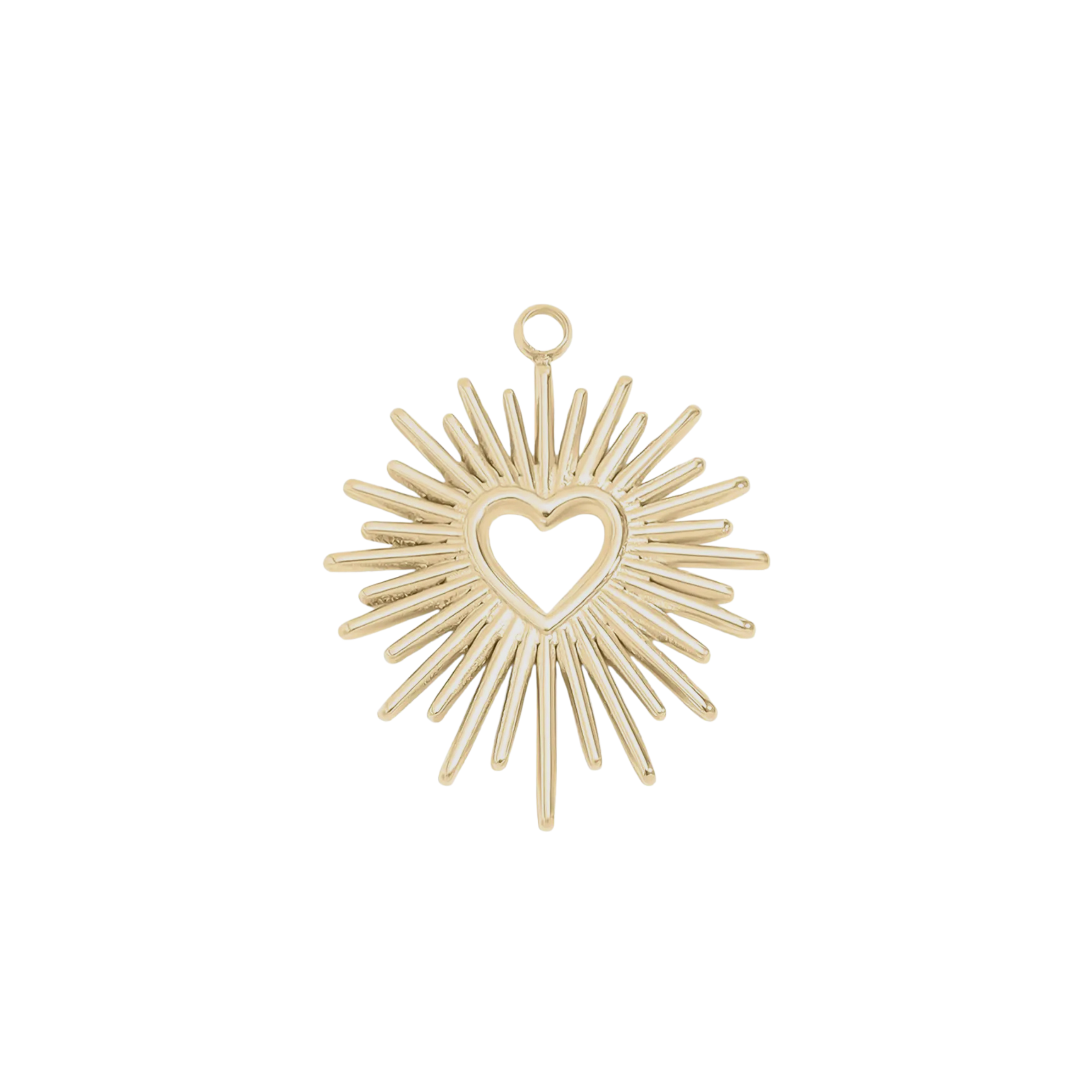 Gold star burst heart charm