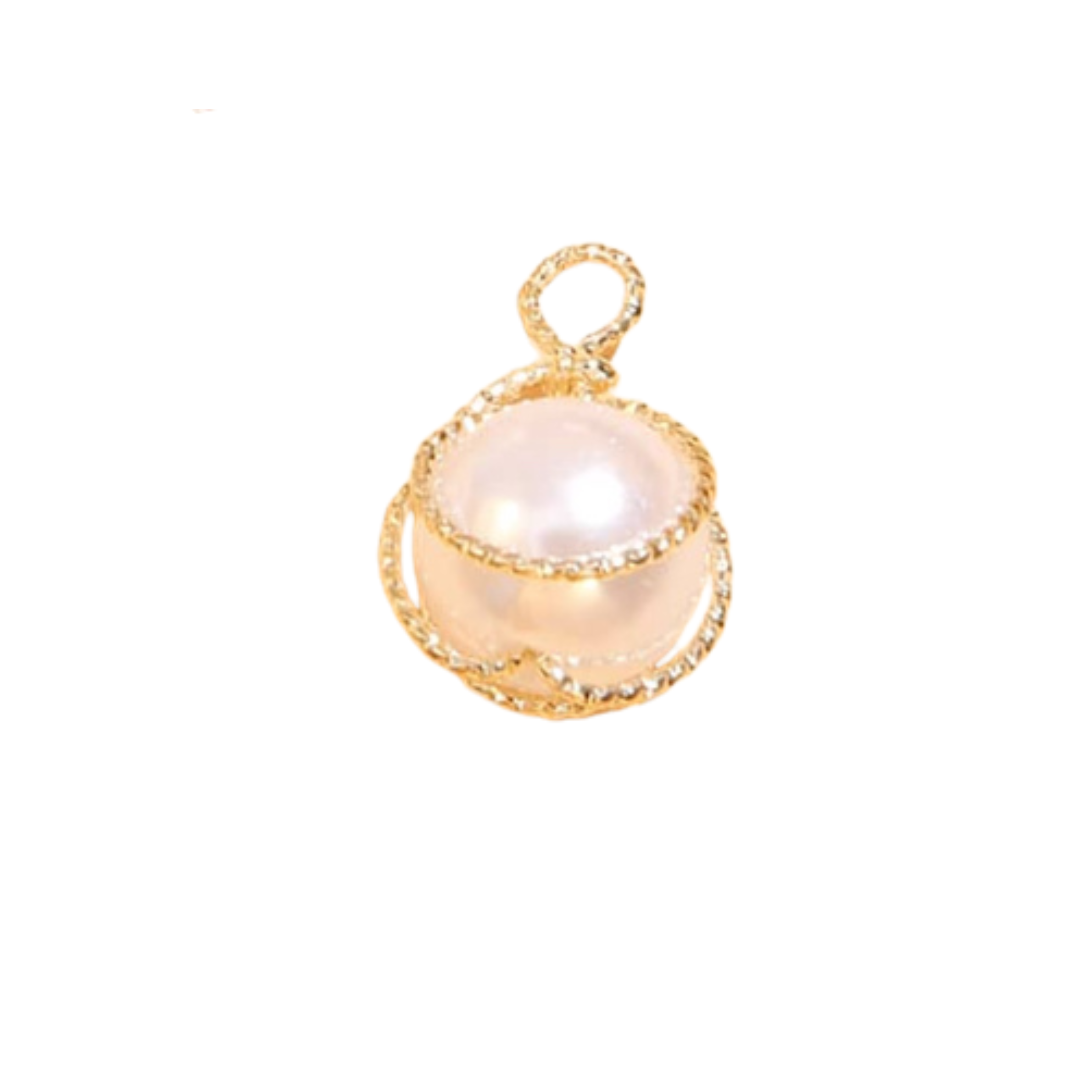 Gold covered pearl charm