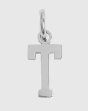 Silver letter initial charm for bracelets, necklaces, and keychains — minimal luxury jewelry accessory - T