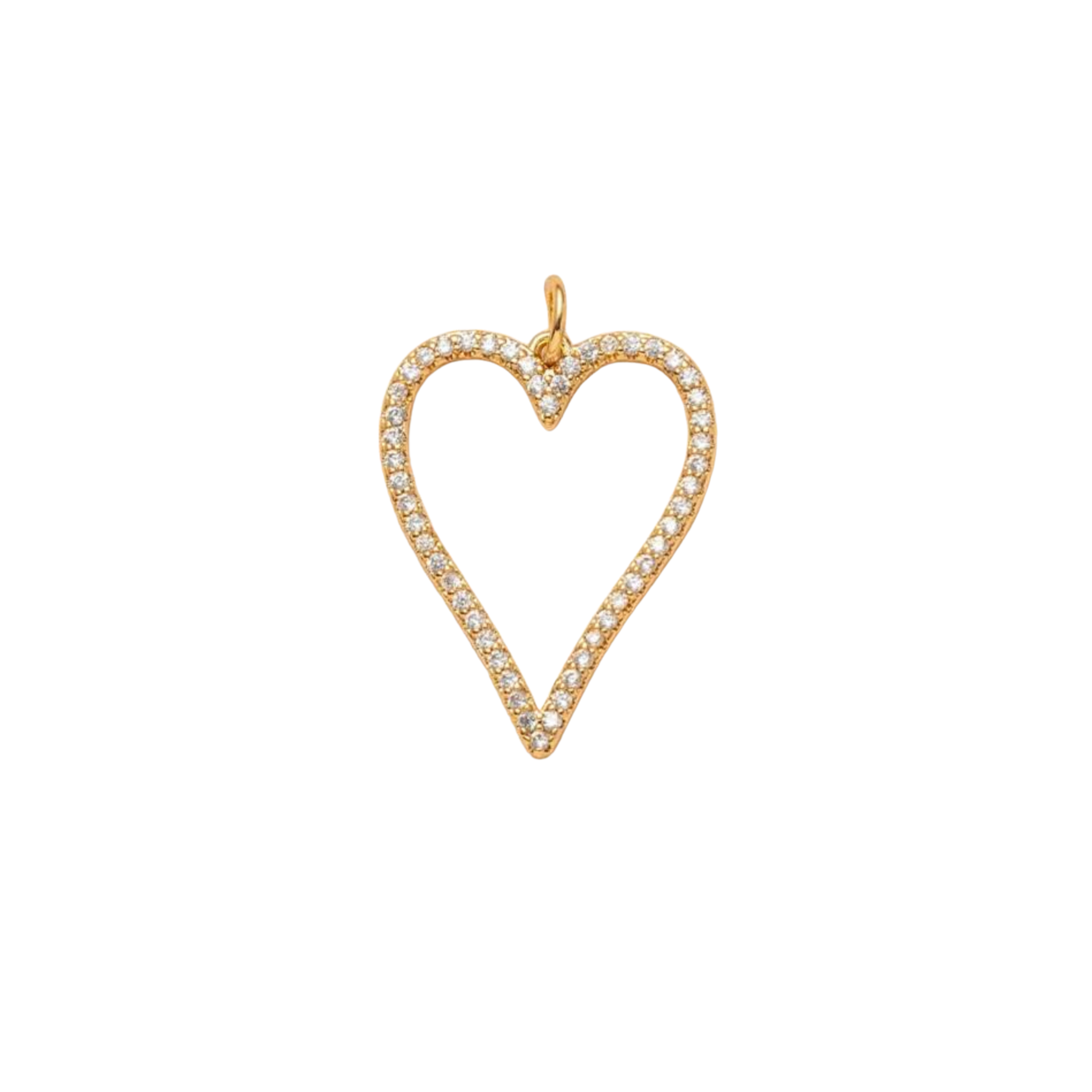 Rhinestone hollow heart charm