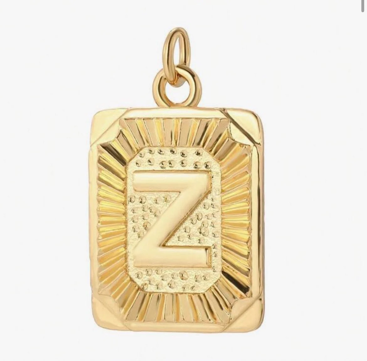 Gold Initial Charm – Personalized Letter Pendant - Z