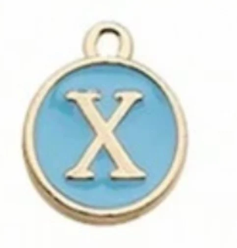 Blue letter initial charm — colorful personalized jewelry charm - X