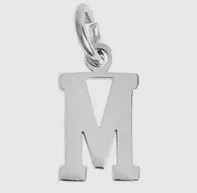 Silver letter initial charm for bracelets, necklaces, and keychains — minimal luxury jewelry accessory - M