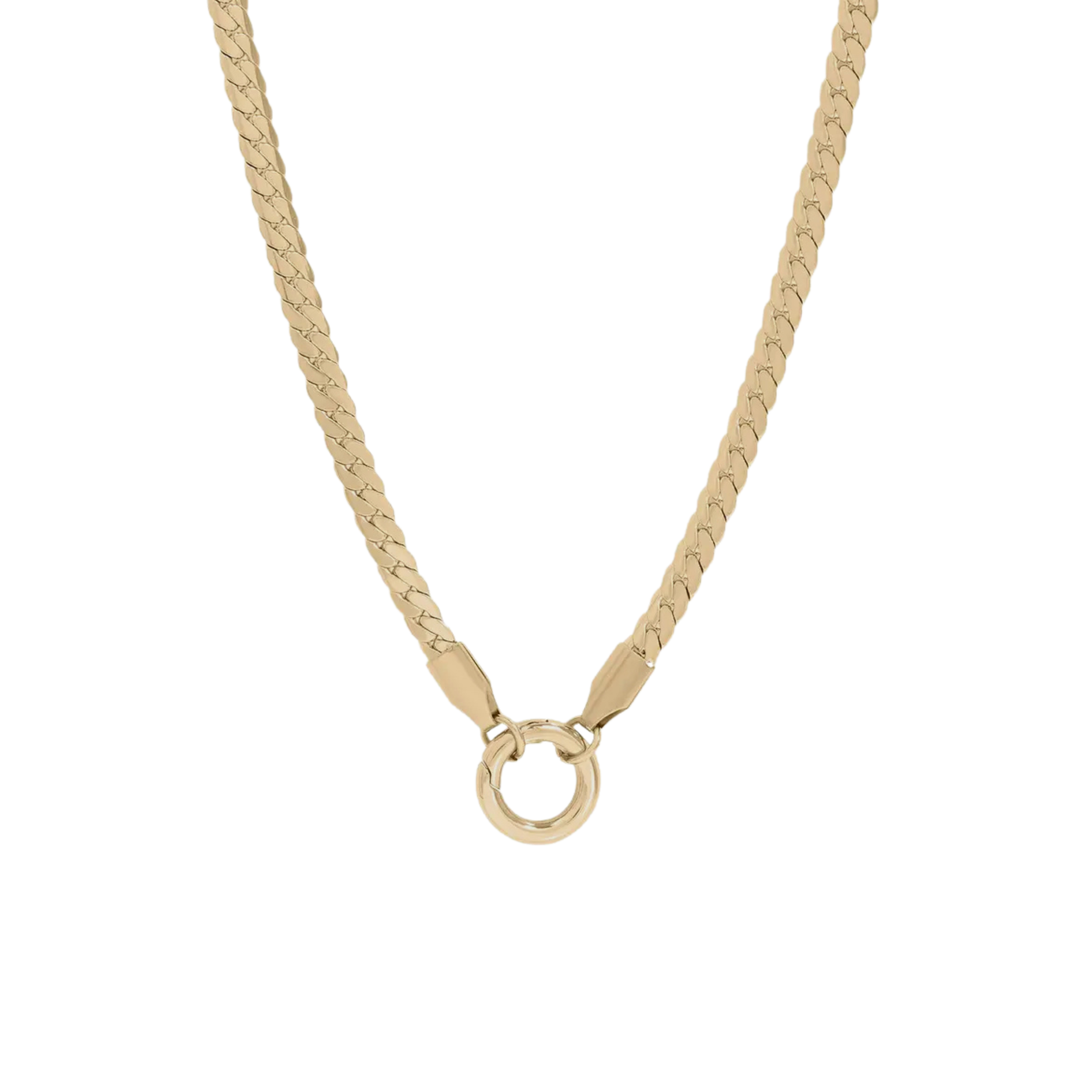 Gold Curb Charm Holder Necklace