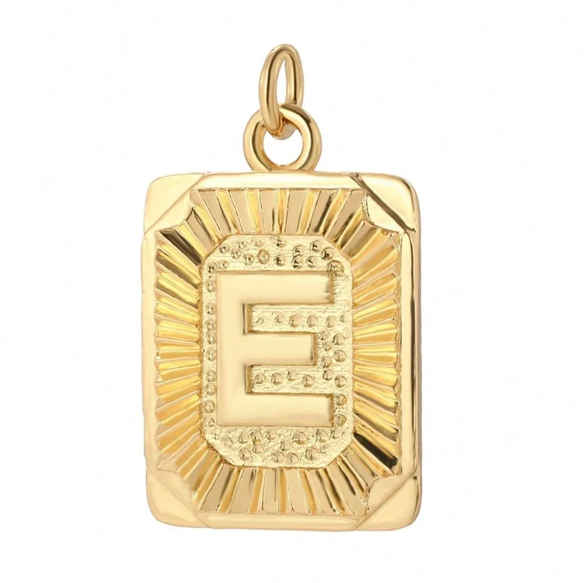 Gold Initial Charm – Personalized Letter Pendant - E