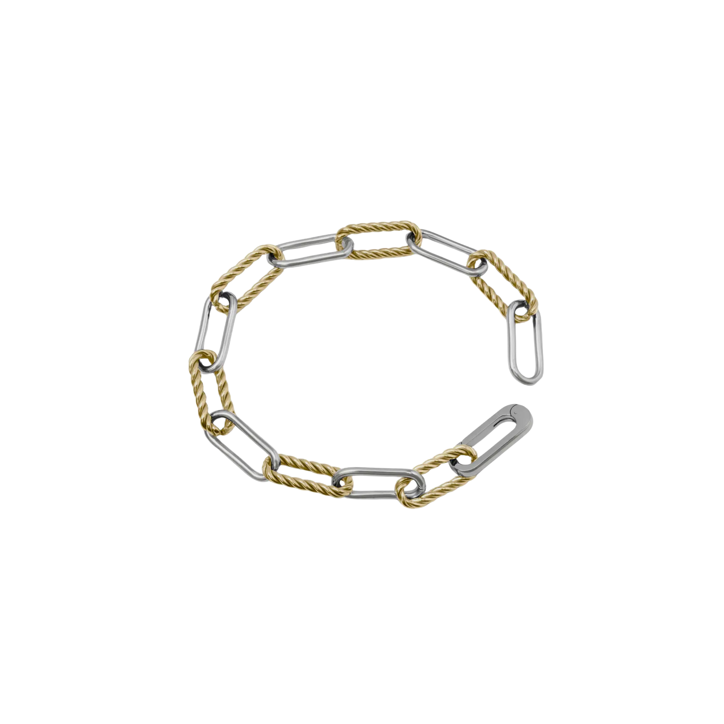 Mixed Metal Paperclip Chain Bracelet 7in