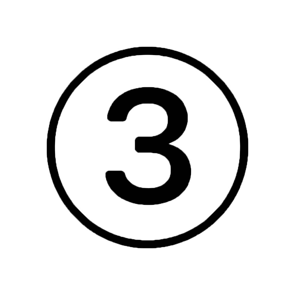 Number three inside a circle on a black background.