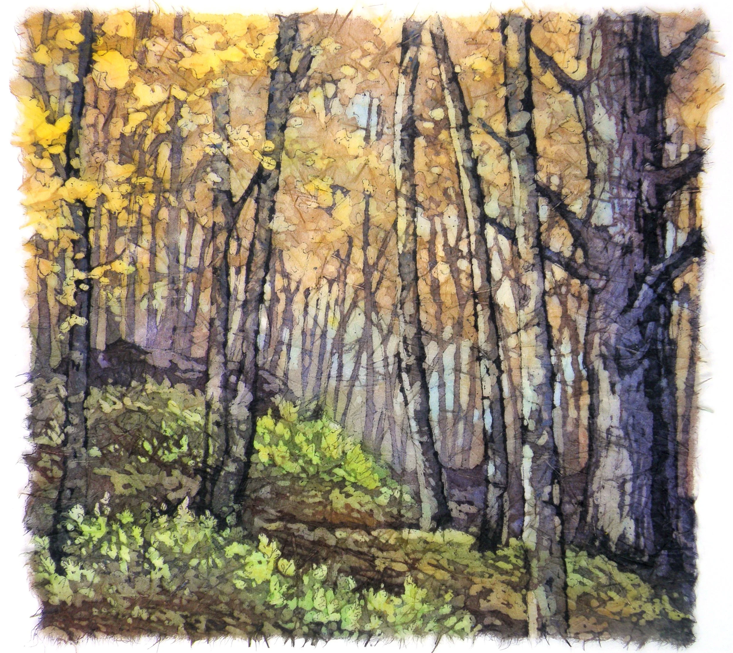 Autumn Canopy - watercolor batik
