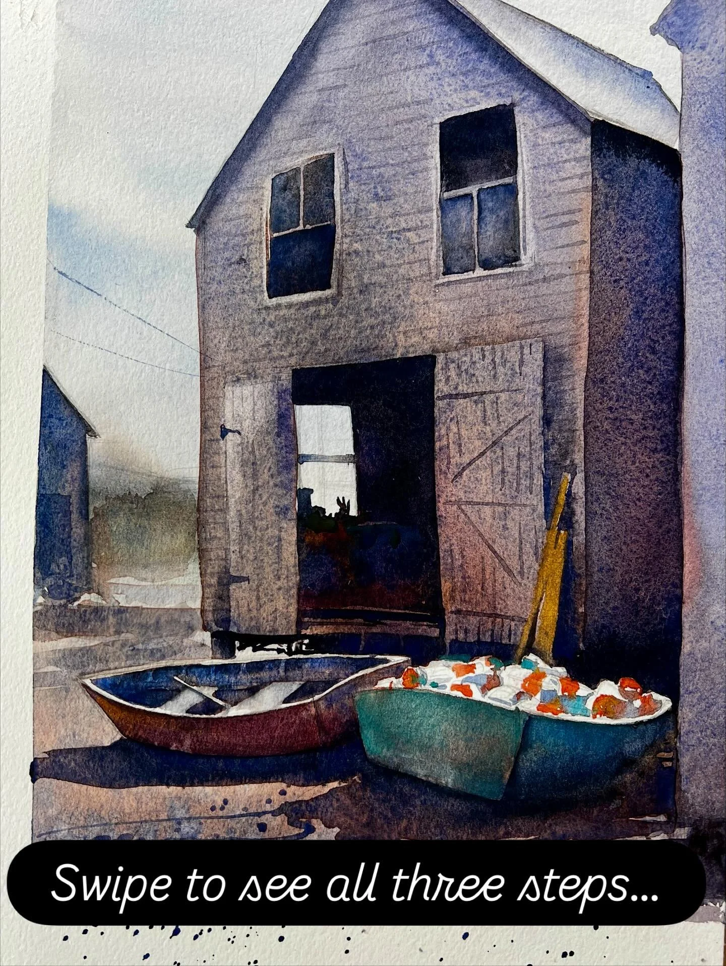 Sharing a peek at today&rsquo;s workshop demo&mdash;exploring perspective and simple tricks to create depth in watercolor. Watching a flat page transform into a scene with space and distance never gets old! Loved showing how a few thoughtful lines an