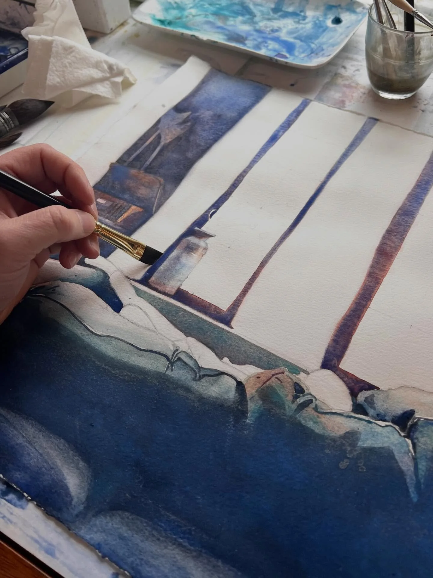 A quiet moment in progress &hearts;️

My youngest in one of her favorite little corners &ndash; enjoying some alone time, listening to records, and setting into a peaceful rhythm of the afternoon. These slides show a few stages along the way - sketch