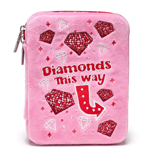 Velvet Jewelry Zip Case / Organizer - "Diamonds This Way"