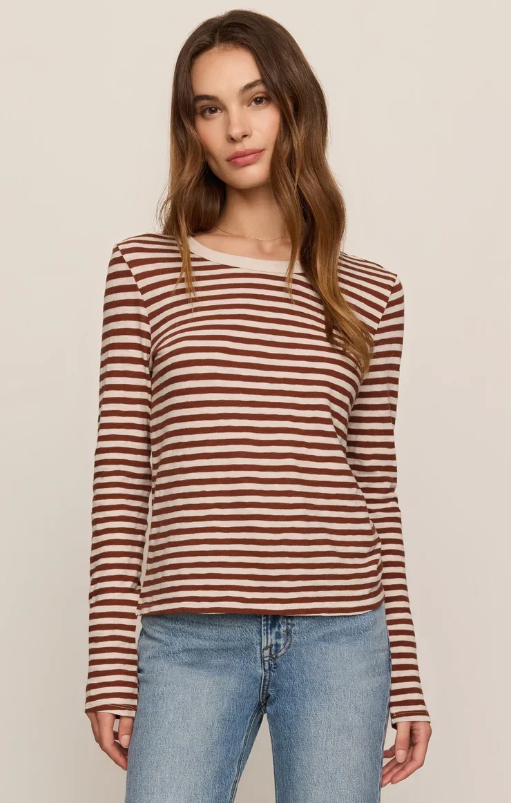 Junie Long Sleeve Stripe Slub Tee