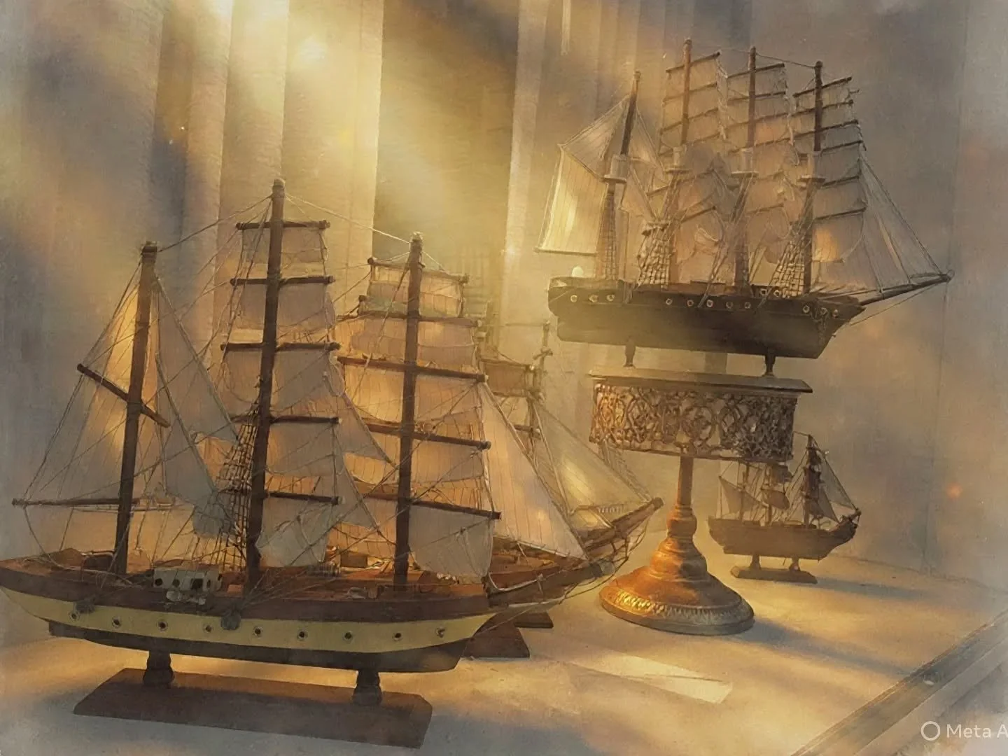 Ships in a window at the #citytavern - always fun to look at the city's myriad windows, touristy or not. Even more interesting to see how Meta accentuates the light and shade drama, thinking these are real ships at sea !