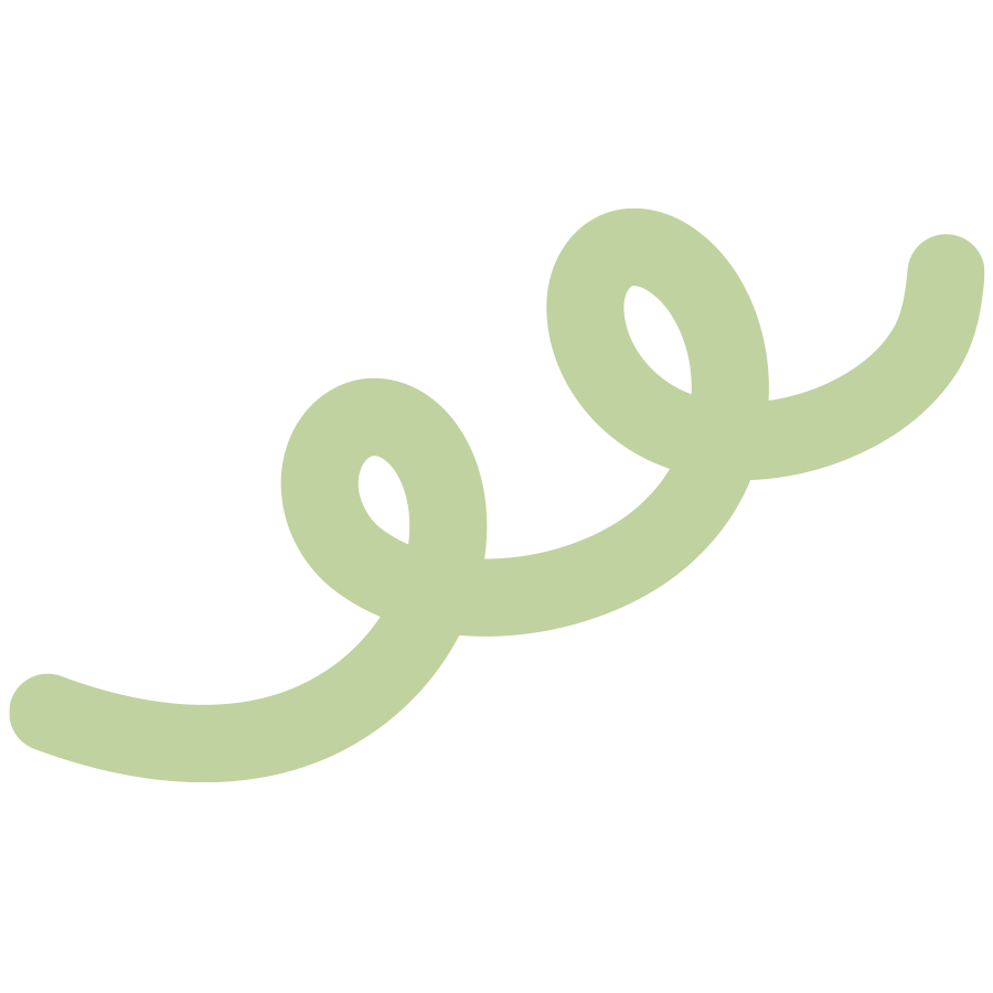 A light green stylized curly line against a black background.
