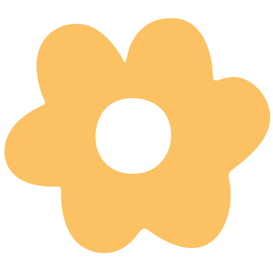 A simple, stylized illustration of a yellow flower with five rounded petals and a black center.