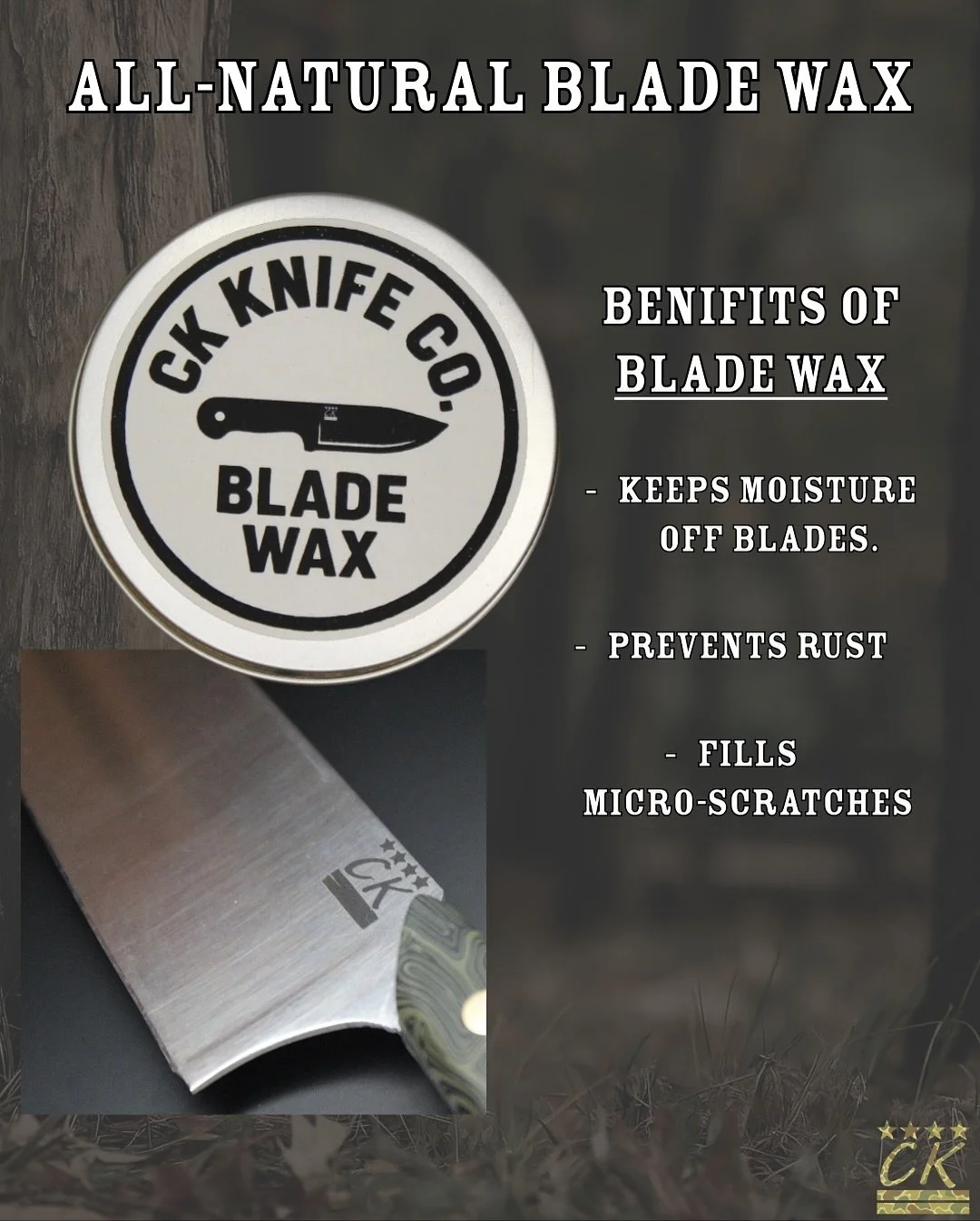 An Inside Look At Our New All-Natural Blade Wax. Think Of Blade Wax As A Protective Outer Layer On Your Blade That Shields It From The Elements And Everyday Use.

We Especially Recommend This Product For Anyone Using A Fillet Knife Or Gut Hook Blade.