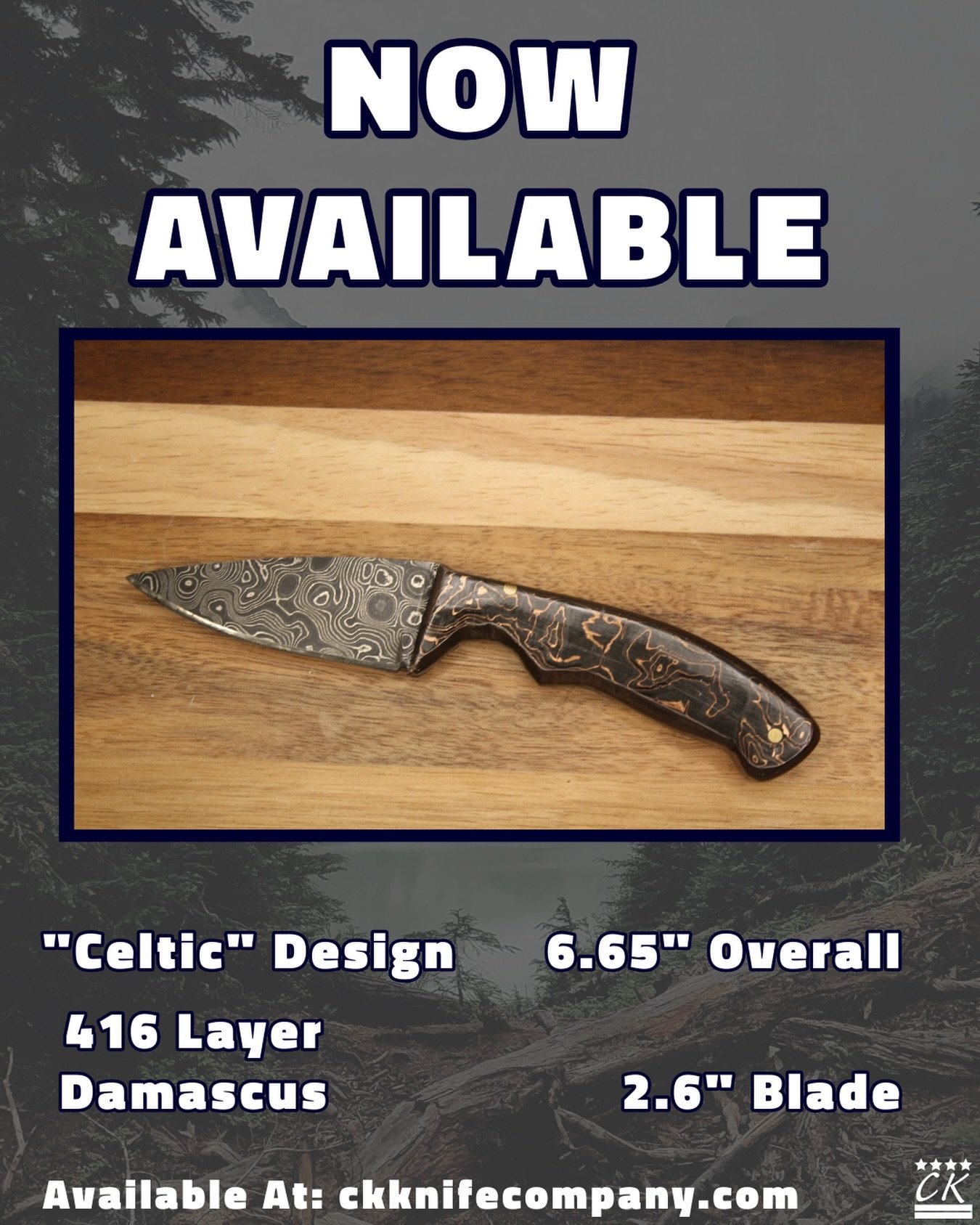 Check Out Our Website For Our Pre-Made Knife Selection. Any Blades And Cutting Boards Not Spoken For Will Be Posted To Our Website.

This Damascus Build Is The Perfect EDC Blade. With It&rsquo;s Stunning Copper Accents On The Handle, To The Solid Coo