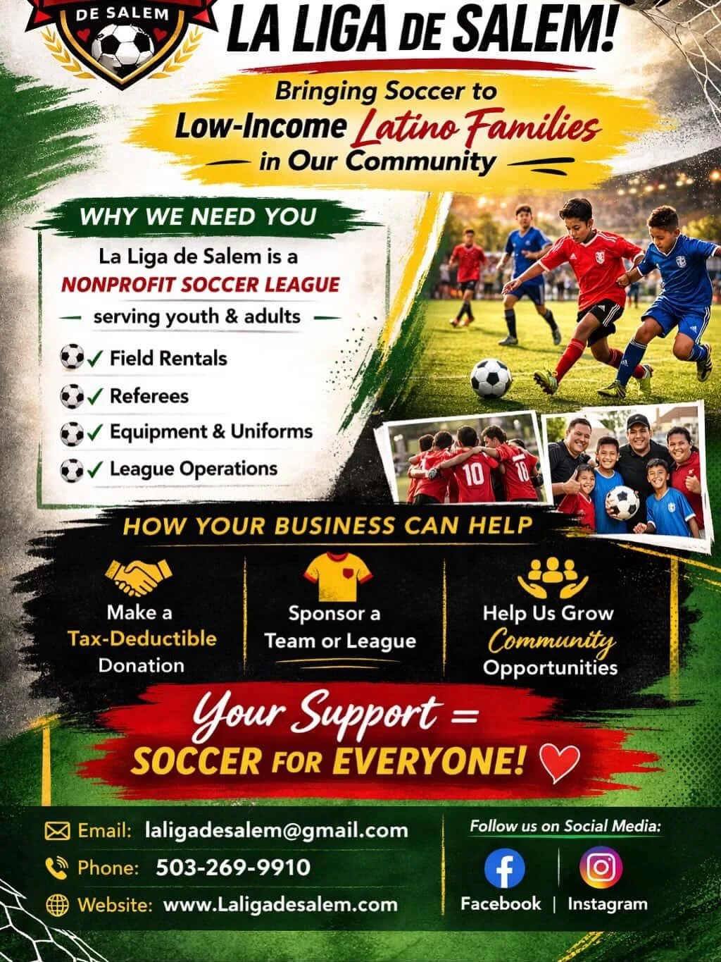 Proud to support La Liga de Salem ⚽❤️

At Integrity Contracting, we believe strong communities are built both on and off the field. That&rsquo;s why we&rsquo;re proud to be a sponsor of La Liga de Salem, a nonprofit league helping bring soccer to low
