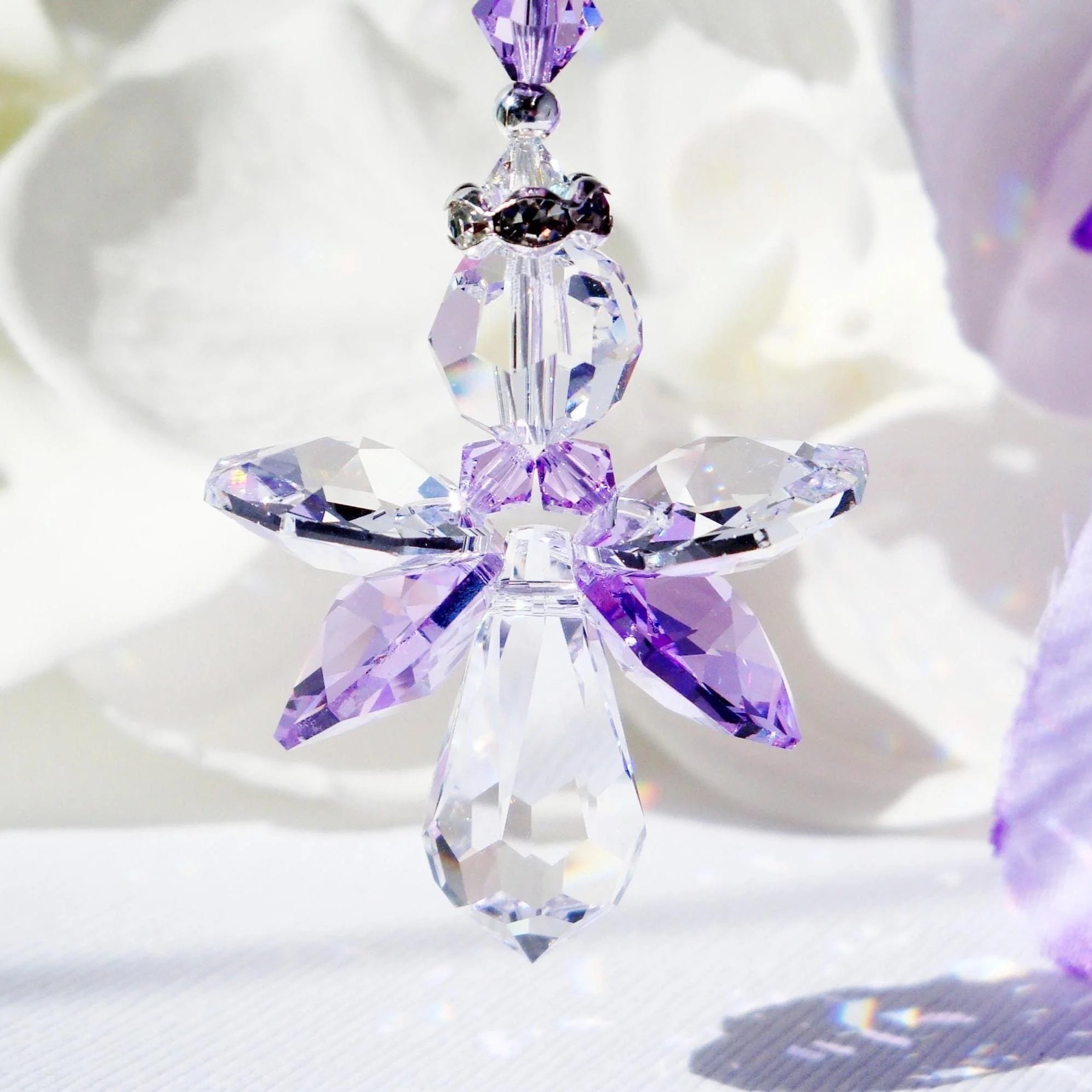 Purple Crystal Angel Car Charm