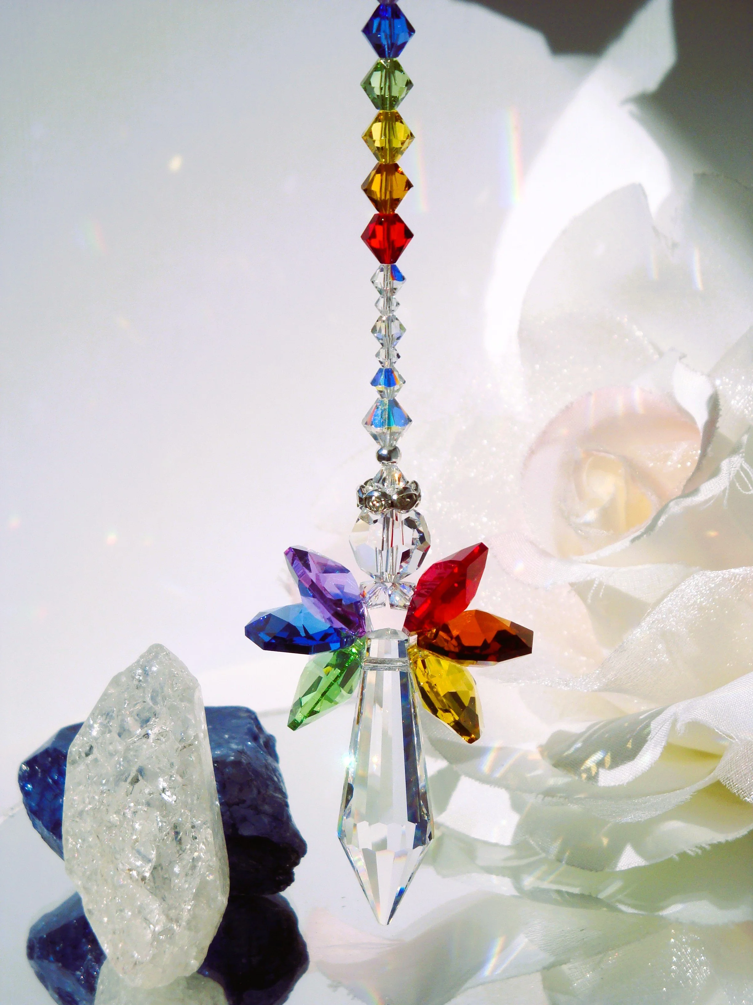 Crystal Chakra Rainbow Crystal Angel Suncatcher